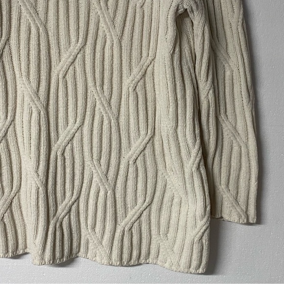 J. Jill Sweater Women M Ivory Cable Knit Crew Neck Chunky Chenille Pullover Soft - Picture 4 of 9